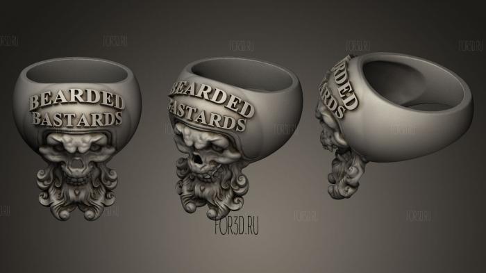 Bearded Bastards Ring Skull