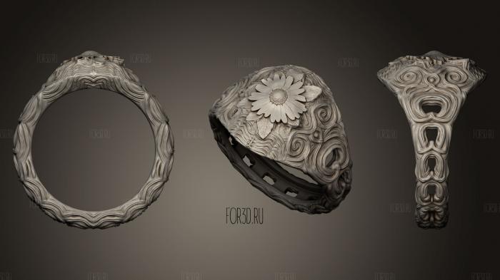Ювелирные цветочное кольцо 3d stl модель для ЧПУ