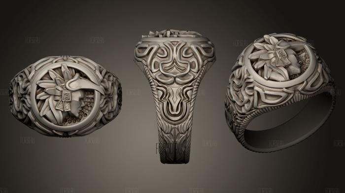 Mayan Warrior Ring stl model for CNC
