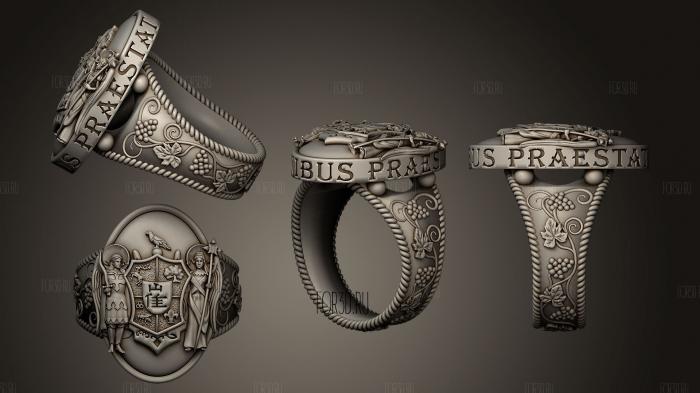 Signet ring coat of arms stl model for CNC