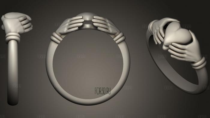 Heart amp Hands ring stl model for CNC