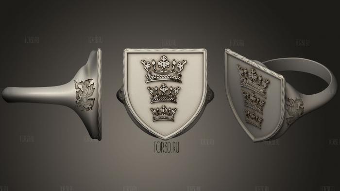 Kings Arthur coat of arms ring stl model for CNC