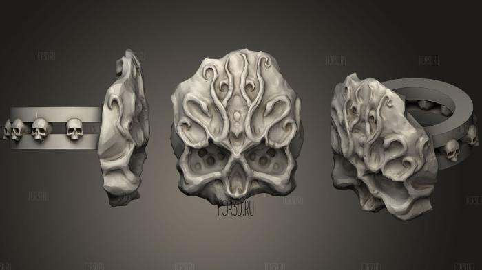 Stone Skull Ring   Low Poly stl model for CNC