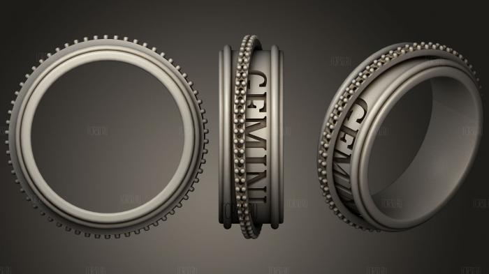 Wedding Ring With Gemini Zodiac stl model for CNC
