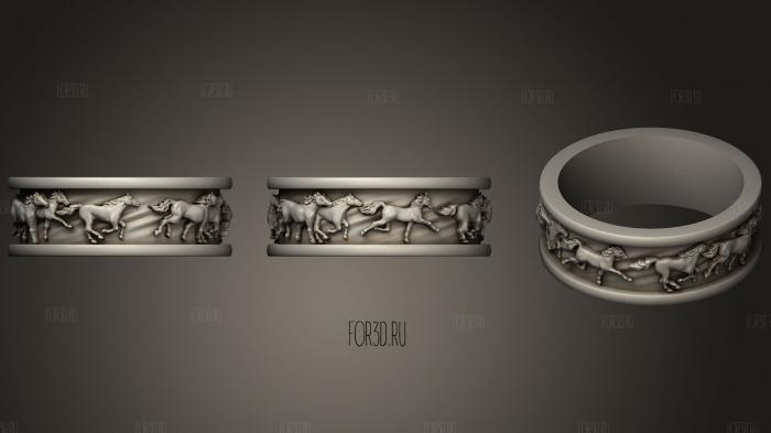 Wedding Ring with Horses 2 stl model for CNC