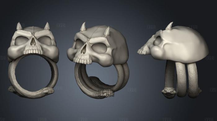 Demon skull ring stl model for CNC