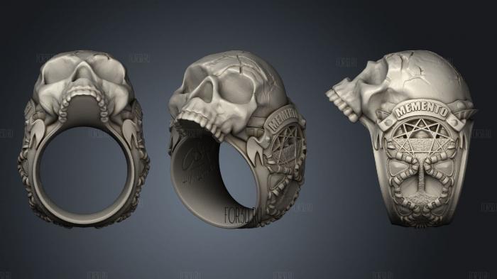Memento mori skull ring stl model for CNC