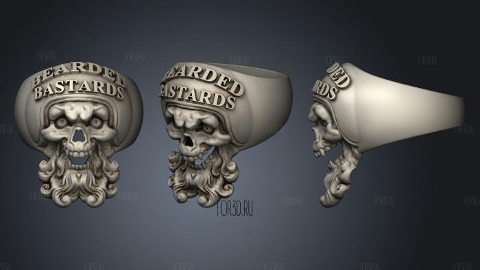 Bearded bastards ring skull 2 3d stl модель для ЧПУ