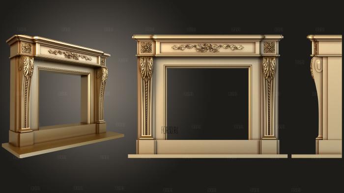 Fireplace with vegetable decorations in the form of an olive branch stl model for CNC