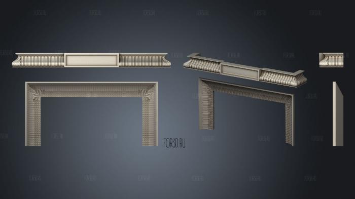 Fireplace with flutes stl model for CNC