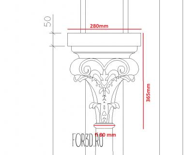 Узкая капитель 3d stl модель для ЧПУ