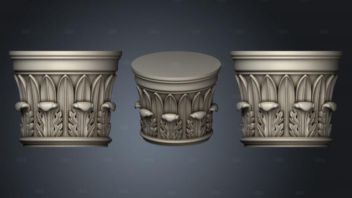 Round carved capital 3d stl for CNC