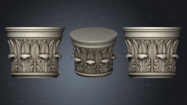 Round carved capital stl model for CNC