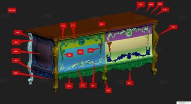 Комод с волнистыми фасадами 3d stl модель для ЧПУ