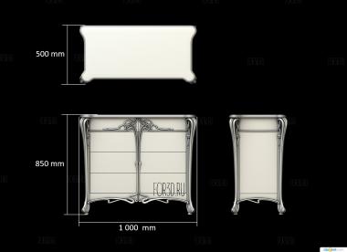 Комод с тремя ящиками 3d stl модель для ЧПУ