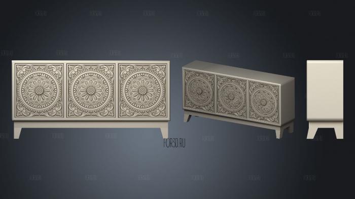 Chest of drawers with antique facade stl model for CNC