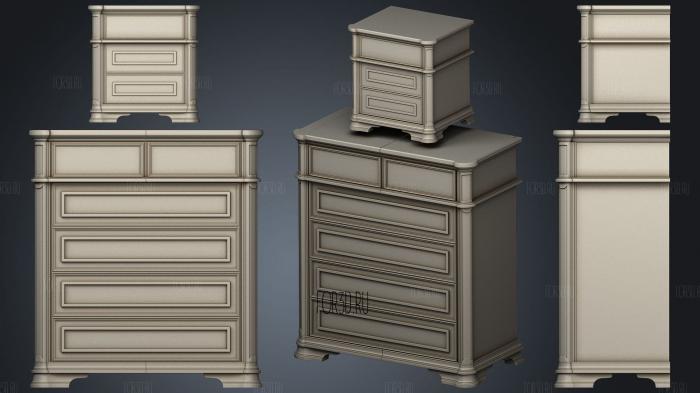 Cabinet and chest of drawers stl model for CNC