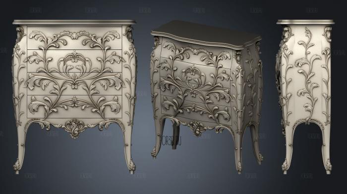 Chest of drawers with floral decoration stl model for CNC