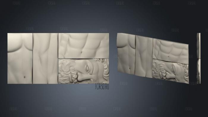 Chest of drawers facade with torso stl model for CNC