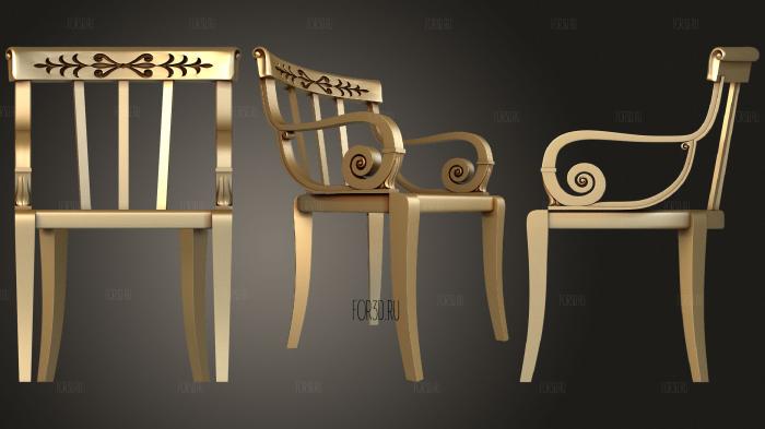 Кресло в русском стиле с круглыми подлокотниками 3d stl модель для ЧПУ