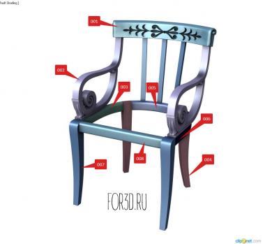 Кресло в русском стиле с круглыми подлокотниками 3d stl модель для ЧПУ