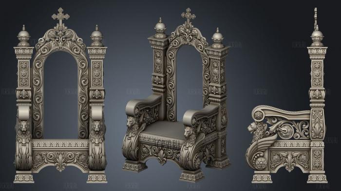 Throne to a mountain place with lions 3d stl for CNC