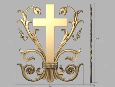Крест с декорами на панель 3d stl модель для ЧПУ