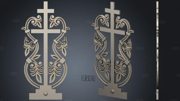 Carved cross with base stl model for CNC