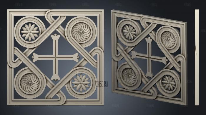 Religious panel with a cross stl model for CNC