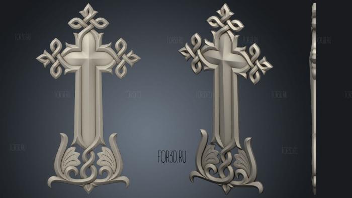 Carved cross with decoration stl model for CNC