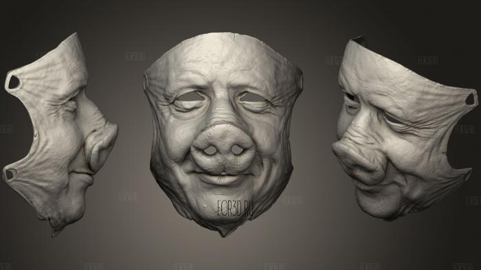 Boris the Pig Mask V3 WIP stl model for CNC