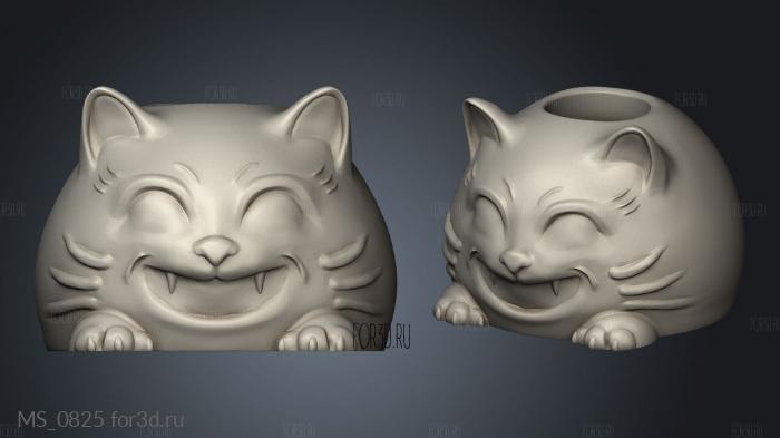 cute cat candle holder stl model for CNC