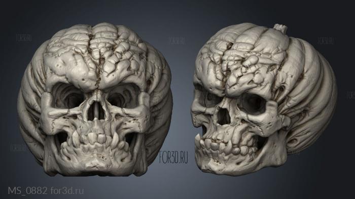 evil pumpkin skulls stl model for CNC