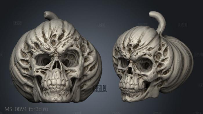 evil pumpkin skulls stl model for CNC