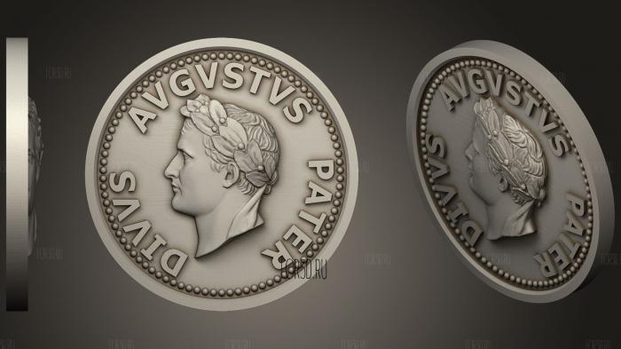 Coin Divine Father Augustus 3d stl модель для ЧПУ