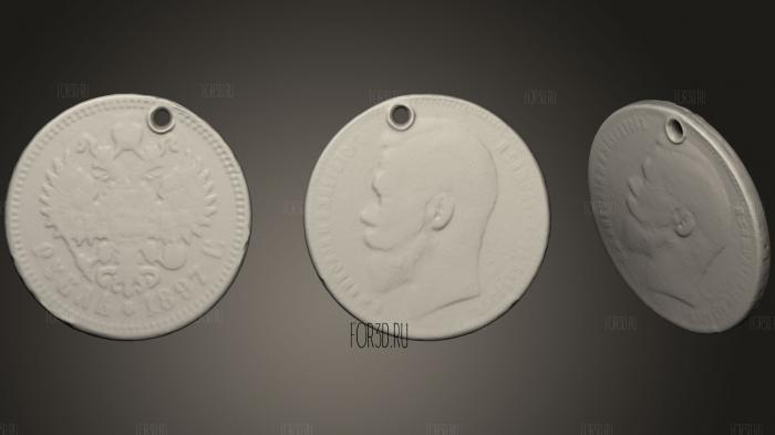 Coin of Emperor Nicholas II 1897 stl model for CNC