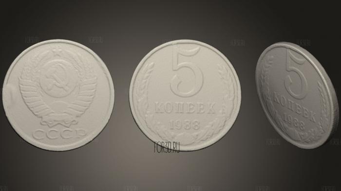 Монета Советского Союза 1988 года 3d stl модель для ЧПУ