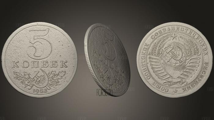 Experimental coin of the USSR 1953 stl model for CNC