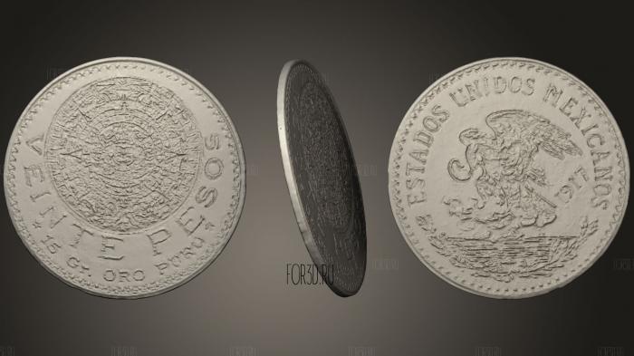 Монета сокровищ Мексики 1917 года 3d stl модель для ЧПУ