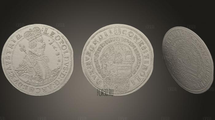 Серебряная монета Австрии 1630 года 3d stl модель для ЧПУ