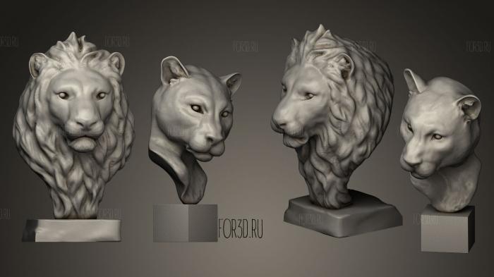 Lion and Lioness heads 3d stl модель для ЧПУ
