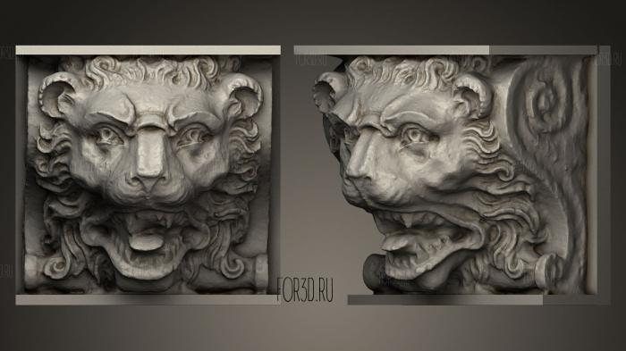 wooden head from above a fireplace 2 stl model for CNC