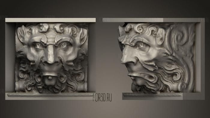 wooden head from above a fireplace 4 stl model for CNC