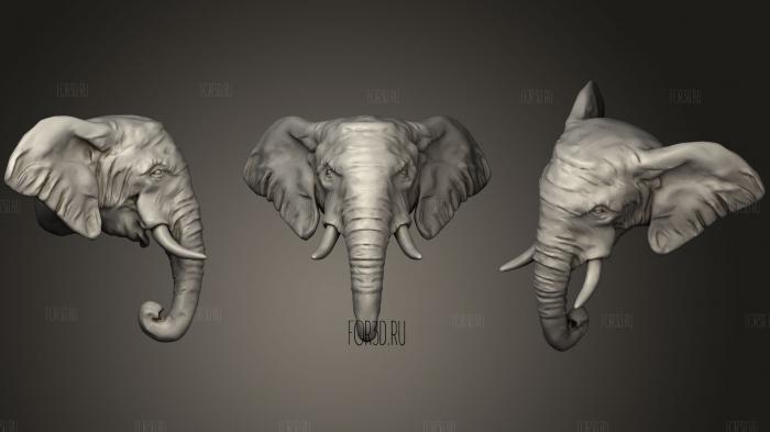 African Elephant Head   Low Poly stl model for CNC