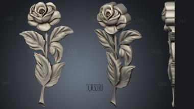 Rose with stem and leaves stl model for CNC