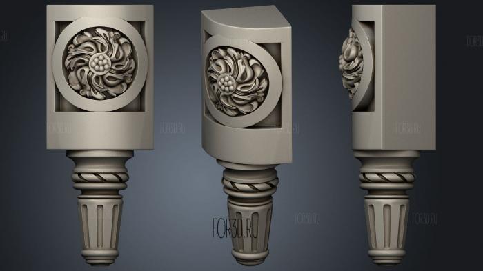 The leg is carved 3d stl for CNC
