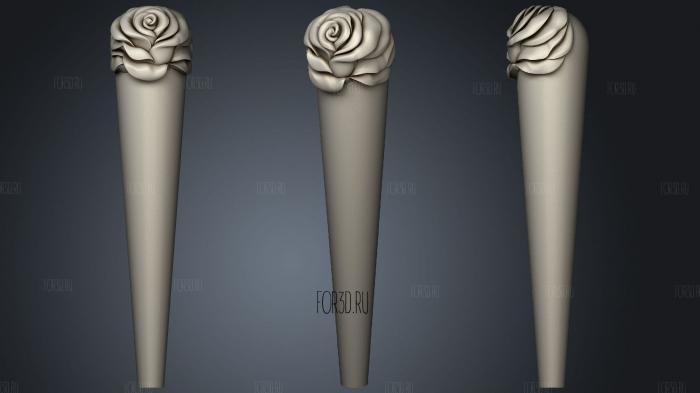 Shaped leg with rose 3d stl for CNC