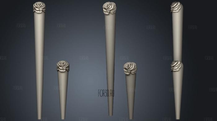 Legs shaped with roses long and short 3d stl for CNC