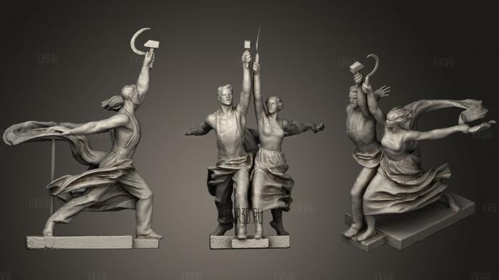 Worker and Kolkhoz Woman High poly stl model for CNC