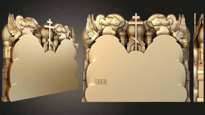 Памятник с Ангелами и храмом на фоне 3d stl модель для ЧПУ
